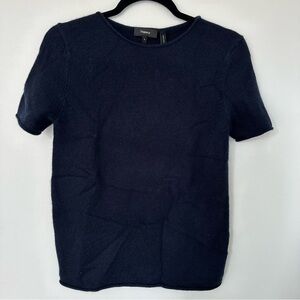 Theory - Navy Blue, Short Sleeve Cashmere Sweater - Size S